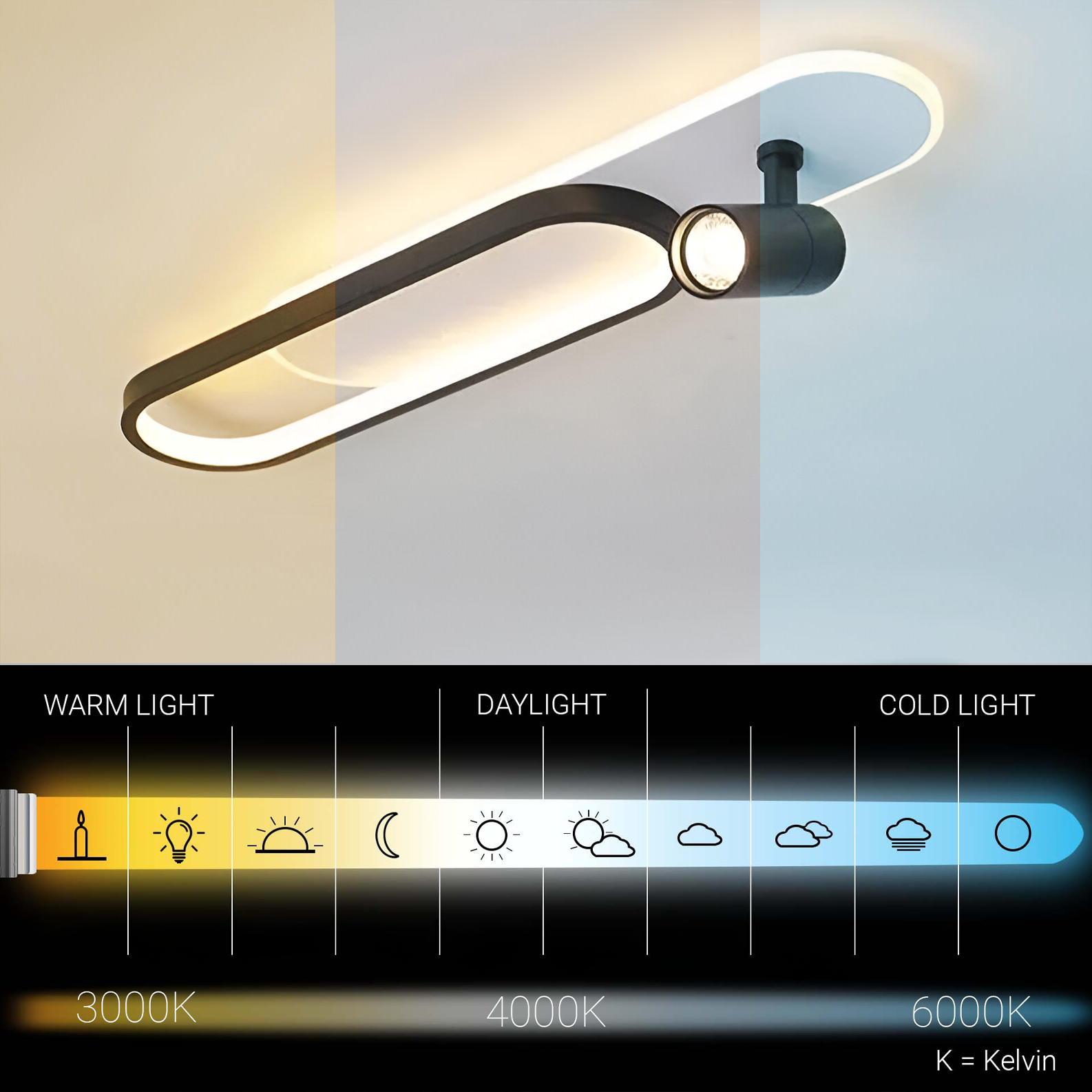 Lustra LED cu Proiector Reglabil FISSO Camilla, 48W, lumina Rece/Calda/Neutra 3000K/4000K/6000K, Auriu Lucios, Metal si Acril Lustre LED Default Title Alessandro Design