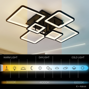 Πολυέλαιος LED με τηλεχειριστήριο ELLA 120W, 6 τετράγωνα, κρύο/θερμό/ουδέτερο φως, ρυθμιζόμενο, μαύρο, μεταλλικό και ακρυλικό πολυέλαιοι LED με τηλεχειριστήριο Προεπιλεγμένος τίτλος Alessandro Design