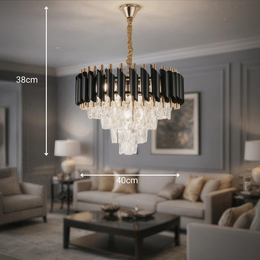 Crystal Chandelier VERSAILLES Nobile 5xE14, Diameter 40cm, Shiny Gold and Black Crystal Chandeliers Προεπιλεγμένος τίτλος Alessandro Design