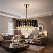 Crystal Chandelier VERSAILLES Nobile 5xE14, Diameter 40cm, Shiny Gold and Black Crystal Chandeliers Προεπιλεγμένος τίτλος Alessandro Design