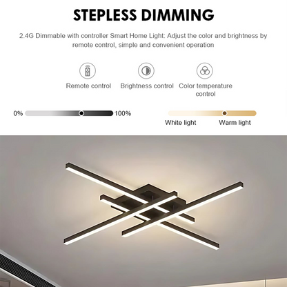 Πολυέλαιος LED με Τηλεχειριστήριο LINEX, 52W, 4 Στοιχεία, Γραμμικό, Κρύο/Ζεστό/Ουδέτερο φως, Ρυθμιζόμενο, Μαύροι πολυέλαιοι LED με τηλεχειριστήριο Προεπιλεγμένος τίτλος Alessandro Design