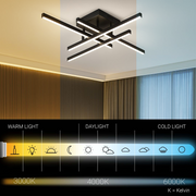 Πολυέλαιος LED με Τηλεχειριστήριο LINEX, 52W, 4 Στοιχεία, Γραμμικό, Κρύο/Ζεστό/Ουδέτερο φως, Ρυθμιζόμενο, Μαύροι πολυέλαιοι LED με τηλεχειριστήριο Προεπιλεγμένος τίτλος Alessandro Design
