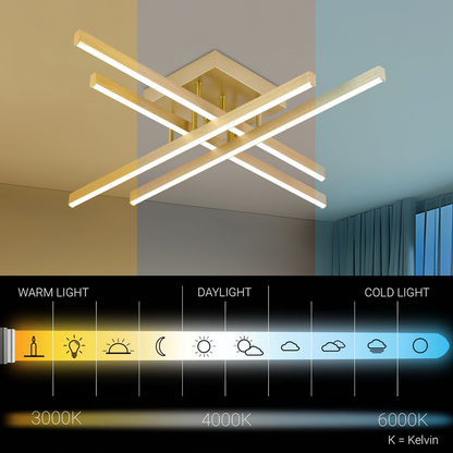 Lustra LED cu Telecomanda LINEX, 53W, Lumina 3000K/4000K/6000K, Dimabila, Auriu Lustre LED cu Telecomanda Default Title Alessandro Design
