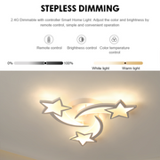 Πολυέλαιος LED με τηλεχειριστήριο IPOMOEA 51W, 3 αστέρια, Κρύο/Ζεστό/Ουδέτερο φως, Ρυθμιζόμενο, Λευκός πολυέλαιος LED με τηλεχειριστήριο Προεπιλεγμένος τίτλος Alessandro Design