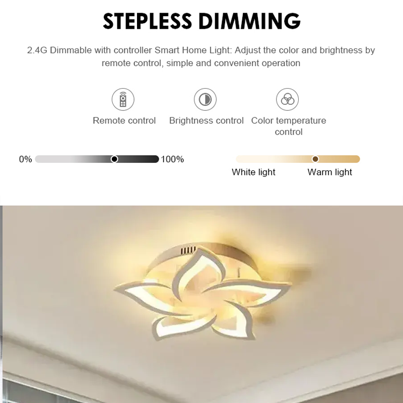 Πολυέλαιος LED με τηλεχειριστήριο LOTUS 54W, 5 πέταλα, κρύο/ζεστό/ουδέτερο φως, ρυθμιζόμενο, λευκός πολυέλαιος LED με τηλεχειριστήριο Προεπιλεγμένος τίτλος Alessandro Design