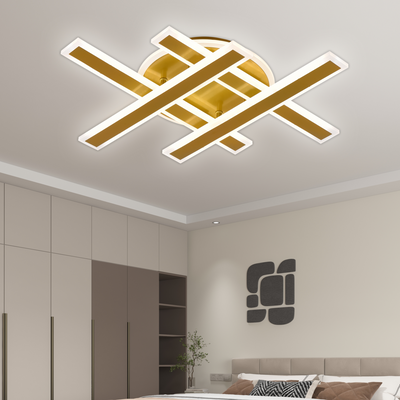 Πολυέλαιος LED με Τηλεχειριστήριο LT755/4GD, 85W, 46*5.5*7.5, IP20, Ψυχρό/Ζεστό/Ουδέτερο φως, Ρυθμιζόμενο, Χρυσό, Σίδερο, Πλεξιγκλάς