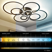 Πολυέλαιος LED με τηλεχειριστήριο BETTY 127W, 8 κύκλοι, κρύο/θερμ/ουδέτερο φως, ρυθμιζόμενο, μαύροι πολυέλαιοι LED με τηλεχειριστήριο Προεπιλεγμένος τίτλος Alessandro Design