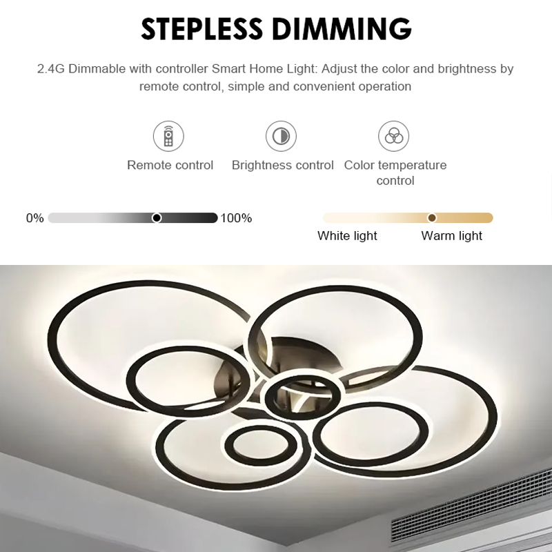 Πολυέλαιος LED με τηλεχειριστήριο BETTY 127W, 8 κύκλοι, κρύο/θερμ/ουδέτερο φως, ρυθμιζόμενο, μαύροι πολυέλαιοι LED με τηλεχειριστήριο Προεπιλεγμένος τίτλος Alessandro Design