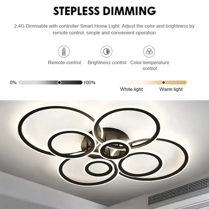 Πολυέλαιος LED με τηλεχειριστήριο BETTY 127W, 8 κύκλοι, κρύο/θερμ/ουδέτερο φως, ρυθμιζόμενο, μαύροι πολυέλαιοι LED με τηλεχειριστήριο Προεπιλεγμένος τίτλος Alessandro Design