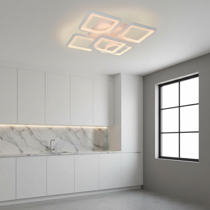 Πολυέλαιος LED με τηλεχειριστήριο ZOE 70W, 5 τετράγωνα, κρύο/θερμό/ουδέτερο φως, ρυθμιζόμενο, λευκός πολυέλαιος LED με τηλεχειριστήριο Προεπιλεγμένος τίτλος Alessandro Design