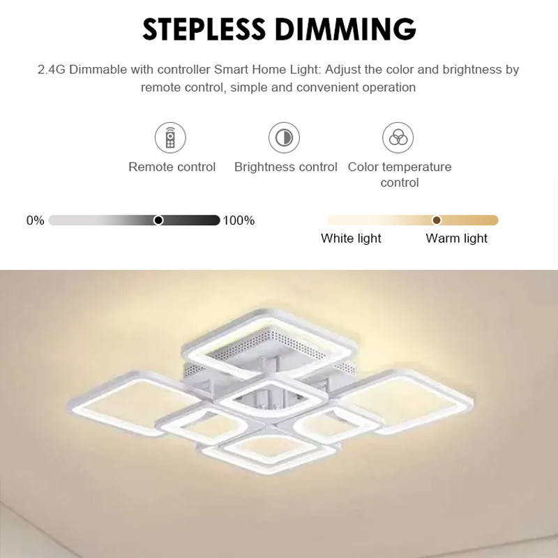Πολυέλαιος LED με τηλεχειριστήριο ZOE 138W, 8 τετράγωνα, κρύο/θερμό/ουδέτερο φως, ρυθμιζόμενο, λευκός πολυέλαιος LED με τηλεχειριστήριο Προεπιλεγμένος τίτλος Alessandro Design