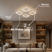 Πολυέλαιος LED με τηλεχειριστήριο ZOE 53W, 4 τετράγωνα, κρύο/θερμό/ουδέτερο φως, ρυθμιζόμενο, λευκός πολυέλαιος LED με τηλεχειριστήριο Προεπιλεγμένος τίτλος Alessandro Design