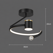 Πολυέλαιος LED, 34W, Διάμετρος 24cm, Κρύο/Ζεστό/Ουδέτερο φως, Μαύρο