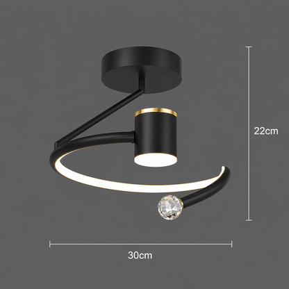 Πολυέλαιος LED, 34W, Διάμετρος 24cm, Κρύο/Ζεστό/Ουδέτερο φως, Μαύρο