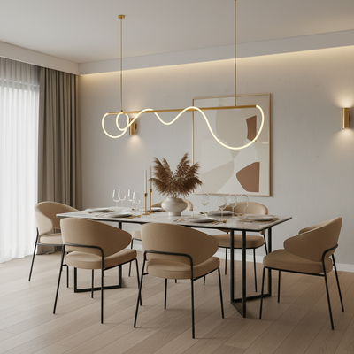 Πολυέλαιος DIVINO LED με εύκαμπτο σωλήνα σιλικόνης - 62W, ρυθμιζόμενο φως, χρυσός