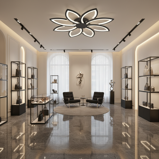 Lustra LED cu telecomanda BLUM, 108W, lumina Rece/Calda/Neutra, Dimabila, Negru, Metal si Acril