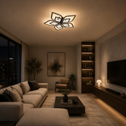 Πολυέλαιος LED με τηλεχειριστήριο DALIA 96W, 5 πέταλα, Κρύο/Ζεστό/Ουδέτερο φως, Ρυθμιζόμενο, Μαύρο
