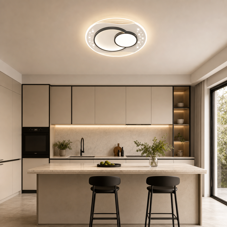 Πολυέλαιος LED με τηλεχειριστήριο SERPENTA 51W, Στρογγυλός, Κρύο/Ζεστό/Ουδέτερο φως, Ρυθμιζόμενο, Μαύρο