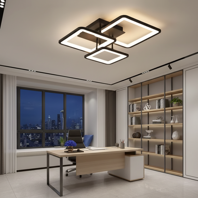 Πολυέλαιος LED με τηλεχειριστήριο ZOE 46W, 3 Τετράγωνα, Κρύο/Ζεστό/Ουδέτερο φως, Ρυθμιζόμενο, Μαύρο