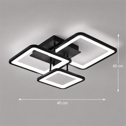 Πολυέλαιος LED με τηλεχειριστήριο ZOE 46W, 3 Τετράγωνα, Κρύο/Ζεστό/Ουδέτερο φως, Ρυθμιζόμενο, Μαύρο