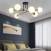 Στρογγυλός πολυέλαιος White Globe, PENTHOUSE Lounge, 6xE27, Μαύρο / Χρυσό, Μεταλλικοί Μοντέρνοι Πολυέλαιοι Προεπιλεγμένος τίτλος Alessandro Design
