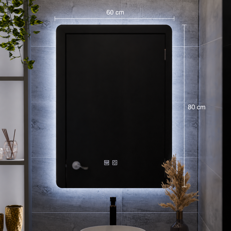 ARTEA Ορθογώνιος καθρέφτης LED αφής, 60X80cm, Σύστημα αποθάμβωσης, Ρυθμιζόμενο, Ψυχρό φως 6000K