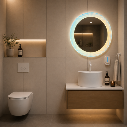 Καθρέφτης Giga LED, 80x60cm, Ασημί, Touch, 6000K φως