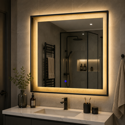 Καθρέφτης Giga LED, 80x60cm, Ασημί, Touch, 6000K φως
