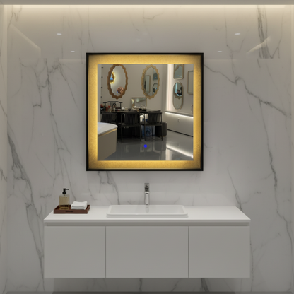 Καθρέφτης Giga LED, 80x60cm, Ασημί, Touch, 6000K φως
