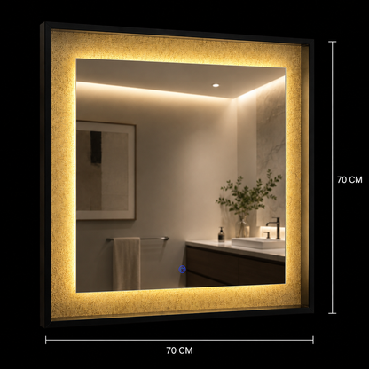 Καθρέφτης Giga LED, 80x60cm, Ασημί, Touch, 6000K φως