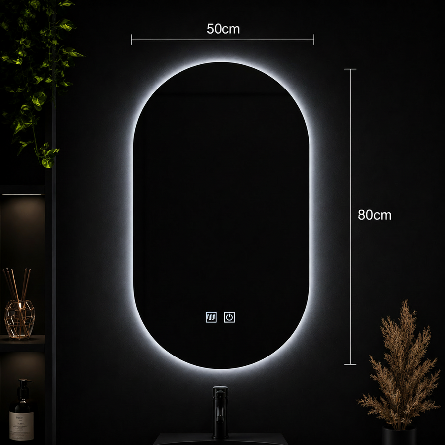 Καθρέφτης LED Oval, 50X80cm, E14S/50X80, Touch, Demister System