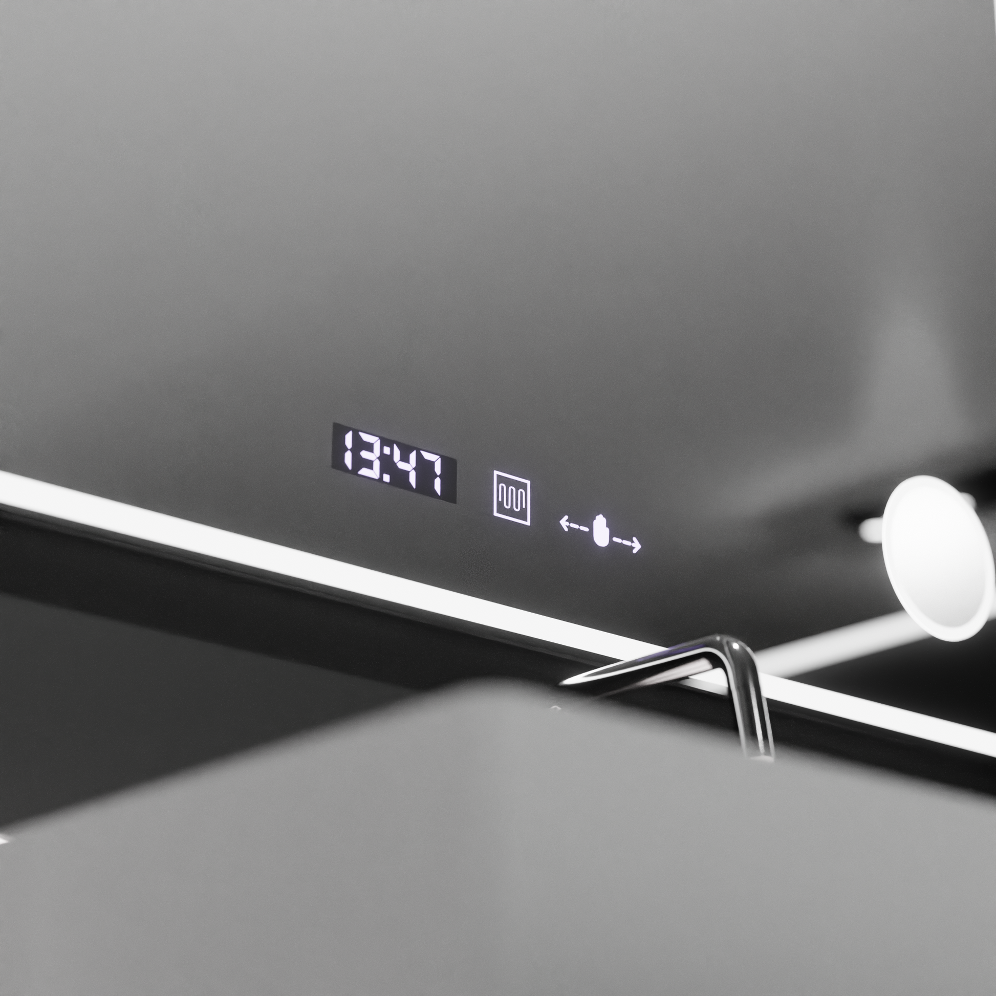 Ορθογώνιος καθρέφτης LED 120x80 Aura Riflesso Puro MotionGlow Marcello, Σύστημα αποθάμβωσης, Θερμόμετρο και ρολόι, Dimable Mirrors Marcello Προεπιλεγμένος τίτλος Alessandro Design