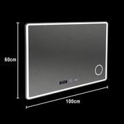 Ορθογώνιος καθρέφτης LED 120x80 Aura Riflesso Puro MotionGlow Marcello, Σύστημα Demister, Θερμόμετρο και Ρολόι, Ρυθμιζόμενο