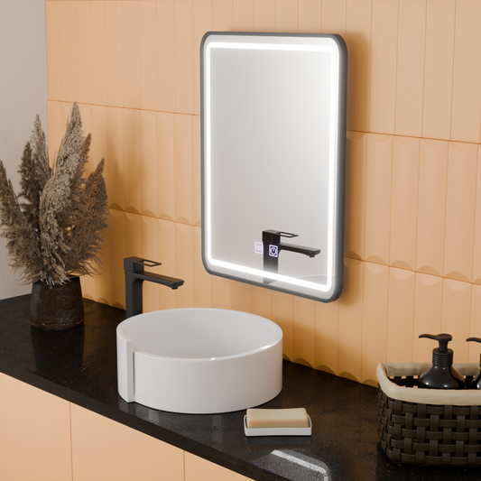 Ορθογώνιος καθρέφτης LED, 50x70 cm, EDGE Touch, Demister System, Καθρέφτες μαύρου πλαισίου Korman E Προεπιλεγμένος τίτλος Alessandro Design