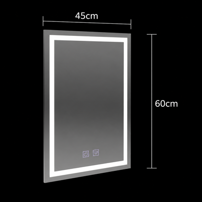 Ορθογώνιος καθρέφτης LED, 45x60cm, RADIANTE Touch, Demister System, Dimmable