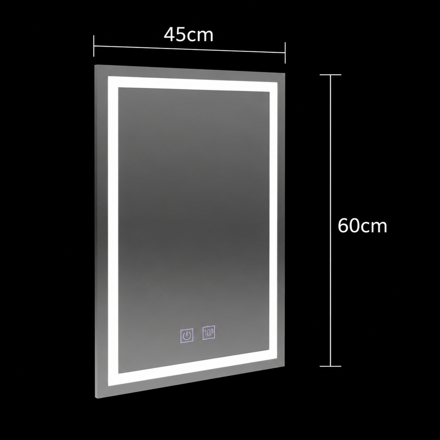 Ορθογώνιος καθρέφτης LED, 45x60cm, RADIANTE Touch, Demister System, Dimmable