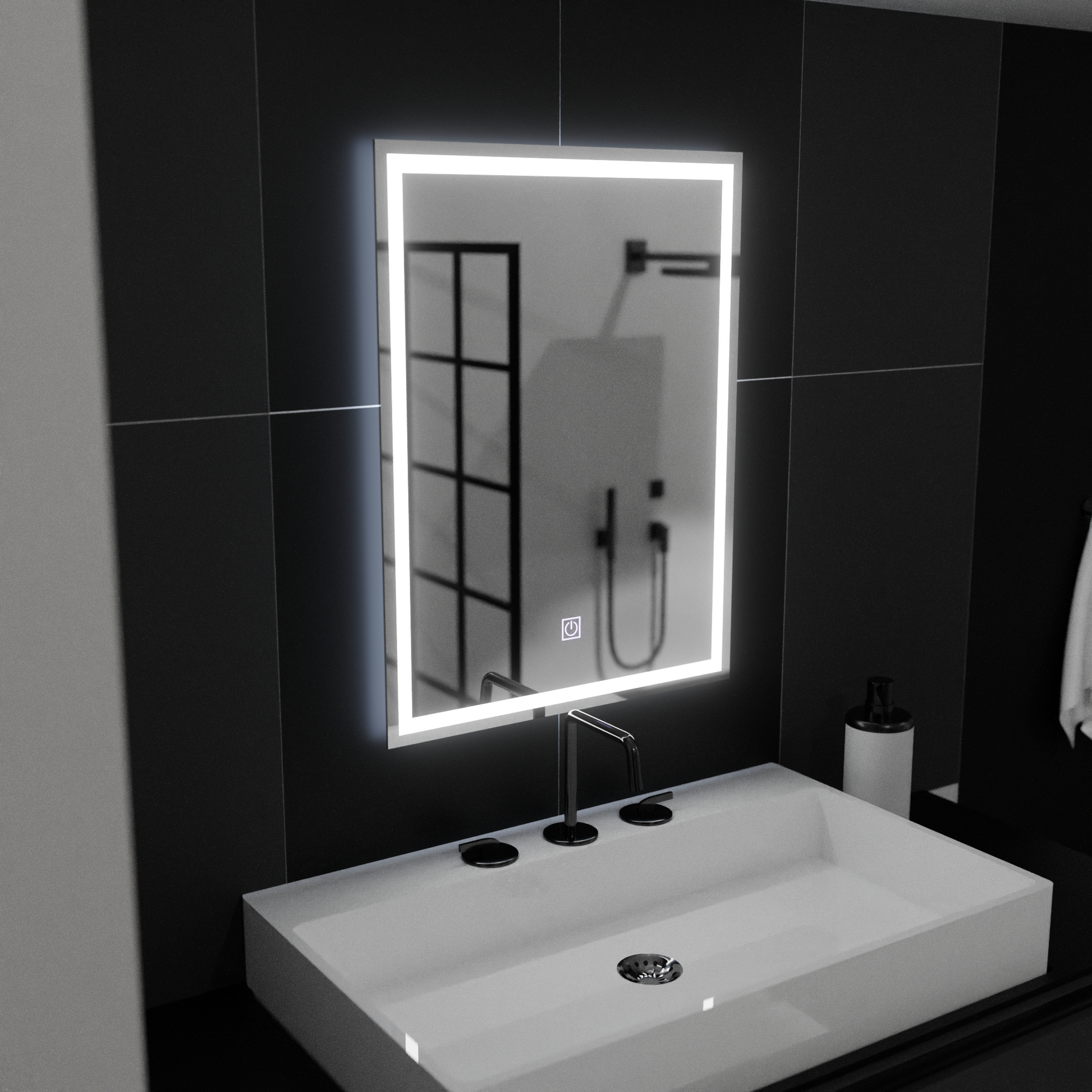 Ορθογώνιος καθρέφτης LED, 50x70cm, ΠΛΑΙΣΙΟ Basic Touch Mirrors Korman C Προεπιλεγμένος τίτλος Alessandro Design