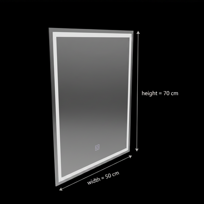 Ορθογώνιος καθρέφτης LED, 50x70cm, ΠΛΑΙΣΙΟ Basic Touch