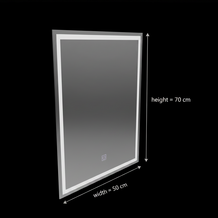 Ορθογώνιος καθρέφτης LED, 50x70cm, ΠΛΑΙΣΙΟ Basic Touch