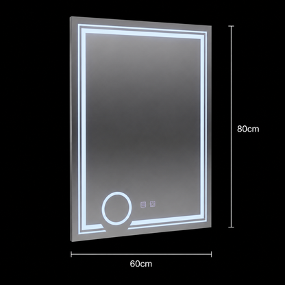 Ορθογώνιος καθρέφτης LED, 60x80cm, CANTO Touch, Σύστημα Demister, Dimmable