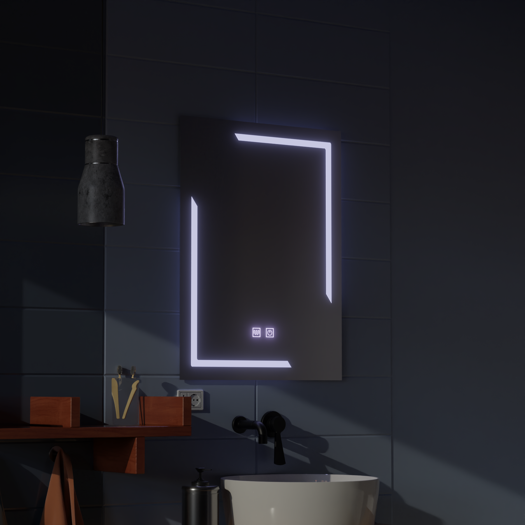 Ορθογώνιος καθρέφτης LED, 60x80cm, ECLISSA Touch, Demister System, Dimmable Mirrors Korman E Προεπιλεγμένος τίτλος Alessandro Design