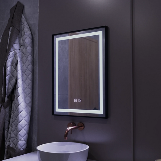 Ορθογώνιος καθρέφτης LED, 60x80cm, EDGE Touch, Demister System, Μαύρο πλαίσιο