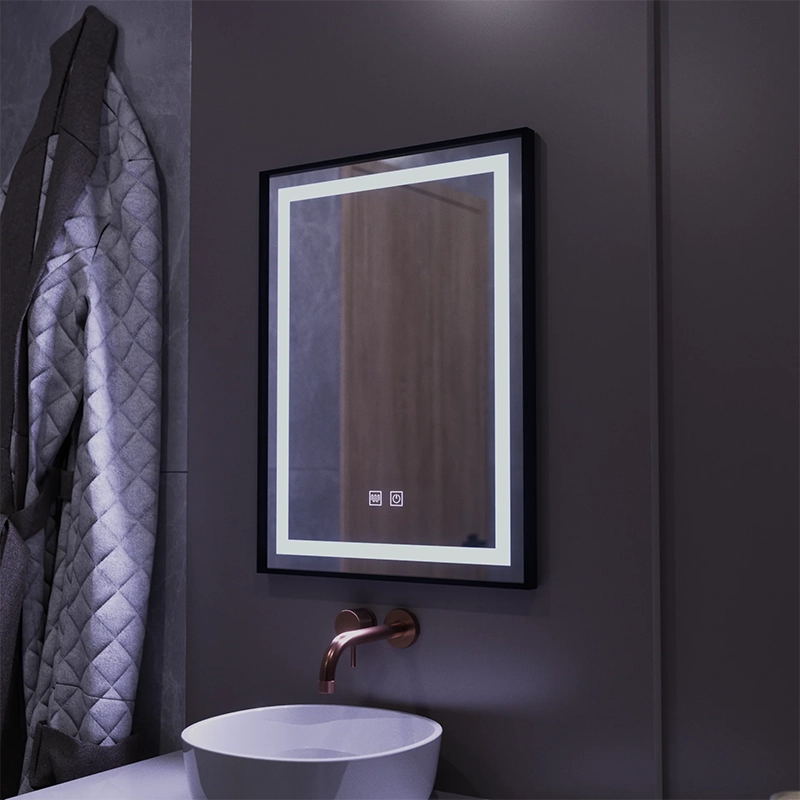 Ορθογώνιος καθρέφτης LED, 60x80cm, EDGE Touch, Demister System, Μαύρο πλαίσιο