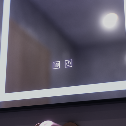 Ορθογώνιος καθρέφτης LED, 60x80cm, EDGE Touch, Demister System, Μαύρο πλαίσιο