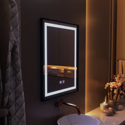 Ορθογώνιος καθρέφτης LED, 60x80cm, EDGE Touch, Demister System, Μαύρο πλαίσιο