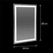 Ορθογώνιος καθρέφτης LED, 60x80cm, ΠΛΑΙΣΙΟ Basic Touch