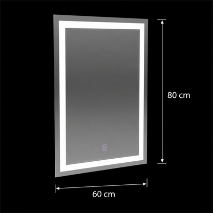 Ορθογώνιος καθρέφτης LED, 60x80cm, ΠΛΑΙΣΙΟ Basic Touch