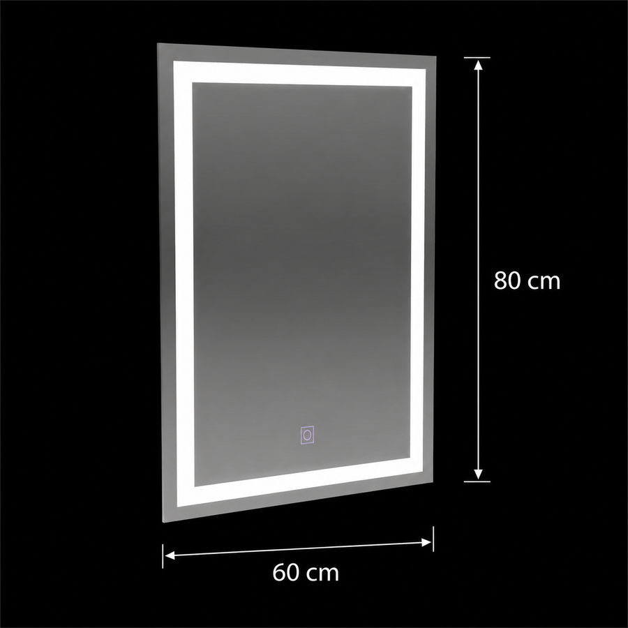 Ορθογώνιος καθρέφτης LED, 60x80cm, ΠΛΑΙΣΙΟ Basic Touch