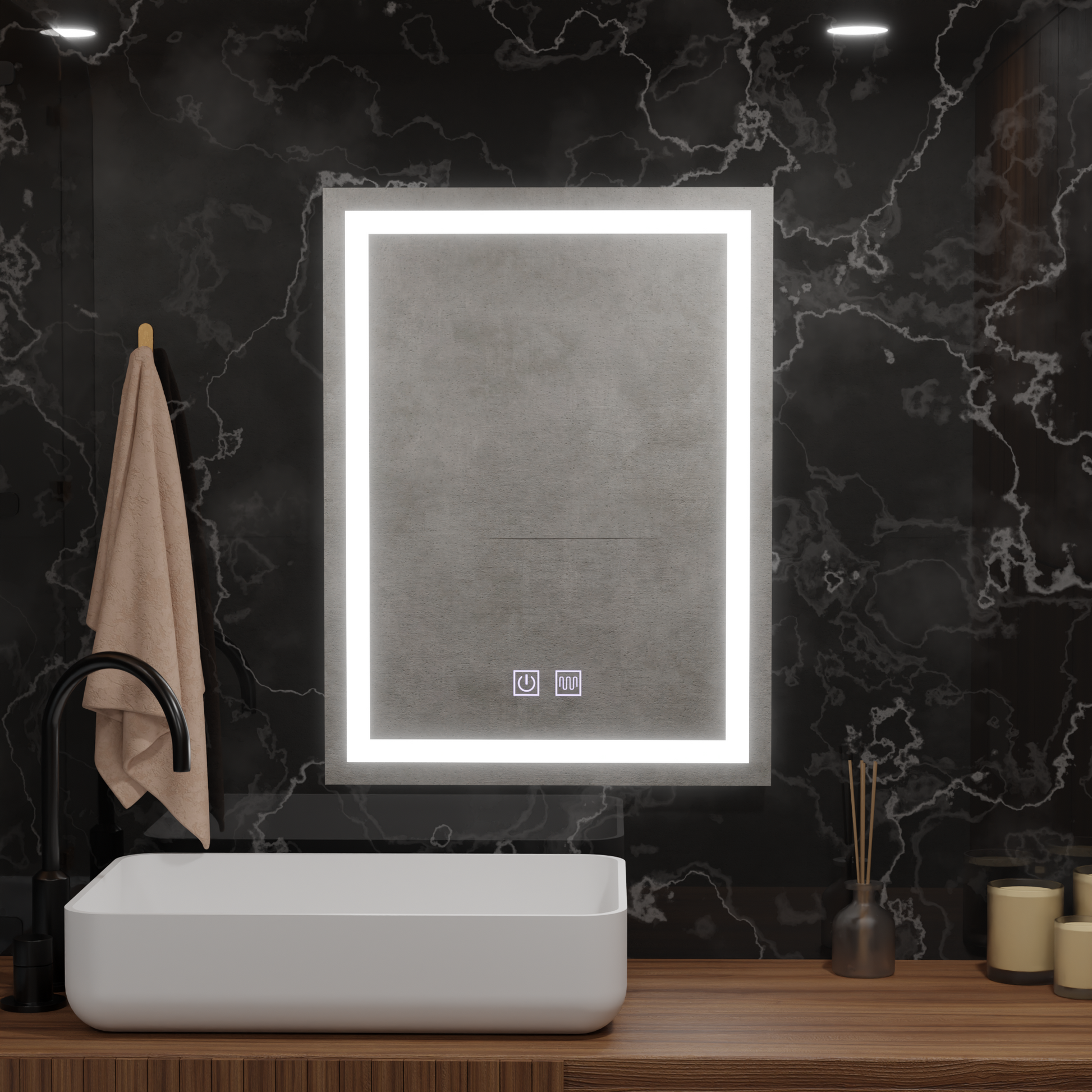 Ορθογώνιος καθρέφτης LED, 45x60cm, RADIANTE Touch, Demister System, Dimmable Mirrors Korman E Προεπιλεγμένος τίτλος Alessandro Design