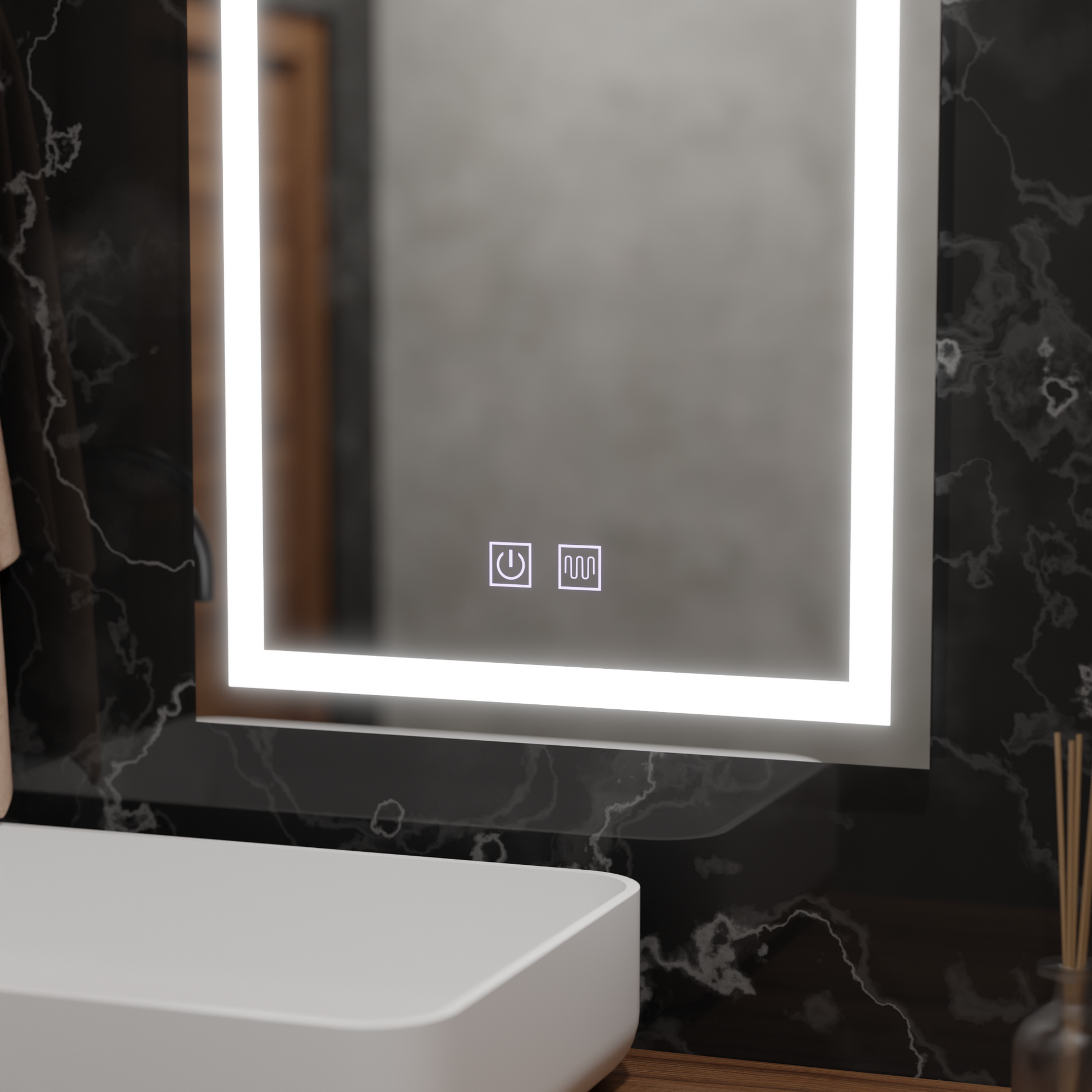 Ορθογώνιος καθρέφτης LED, 45x60cm, RADIANTE Touch, Demister System, Dimmable Mirrors Korman E Προεπιλεγμένος τίτλος Alessandro Design
